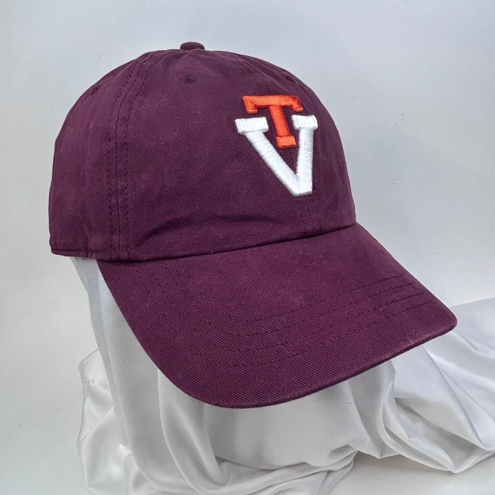 VIRGINIA TECH HOKIES Baseball Hat Womens Maroon Adjustable Metal Buckle Embroide